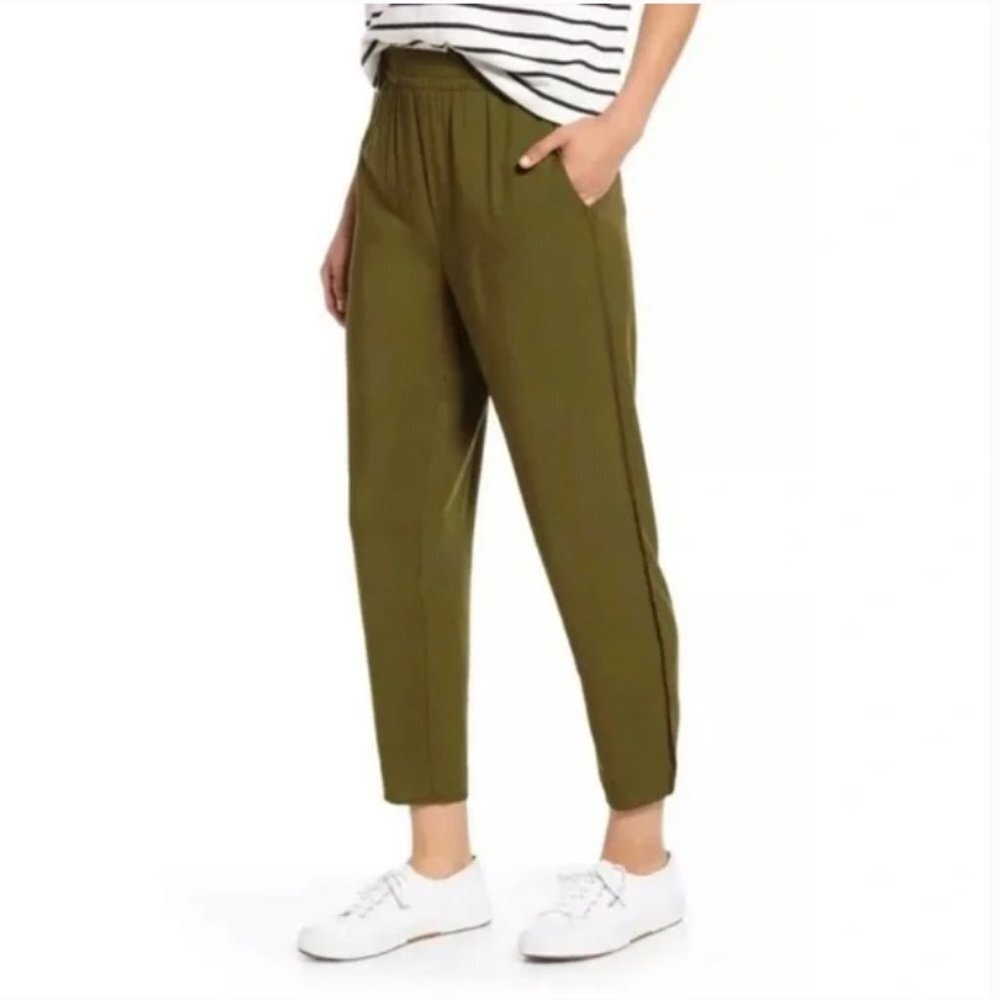 Madewell Dolphin Hem Track Trousers in Kale